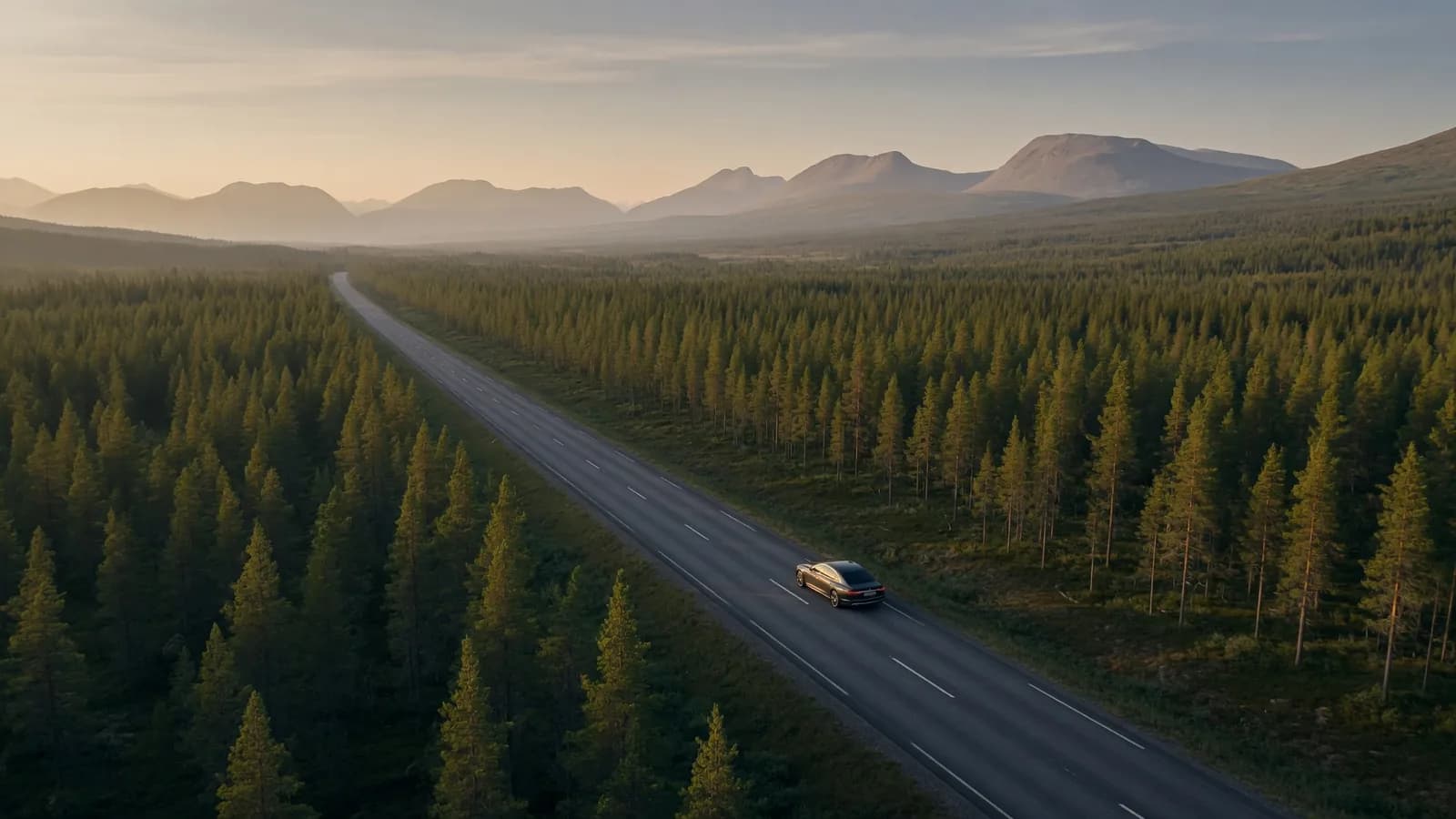 Bil på en lång väg genom norra Sverige - frakta bil inom Sverige, från Malmö till Kiruna